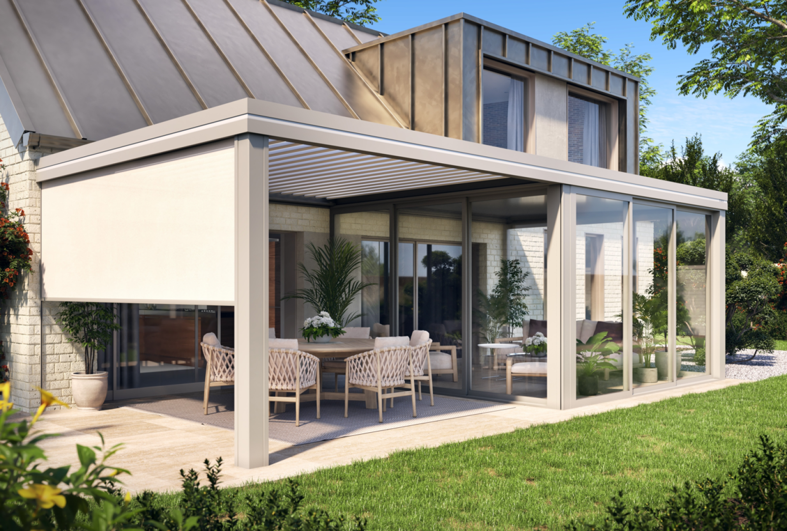 Pose de pergolas bioclimatiques en aluminium sur mesure et haut de gamme au Luxembourg