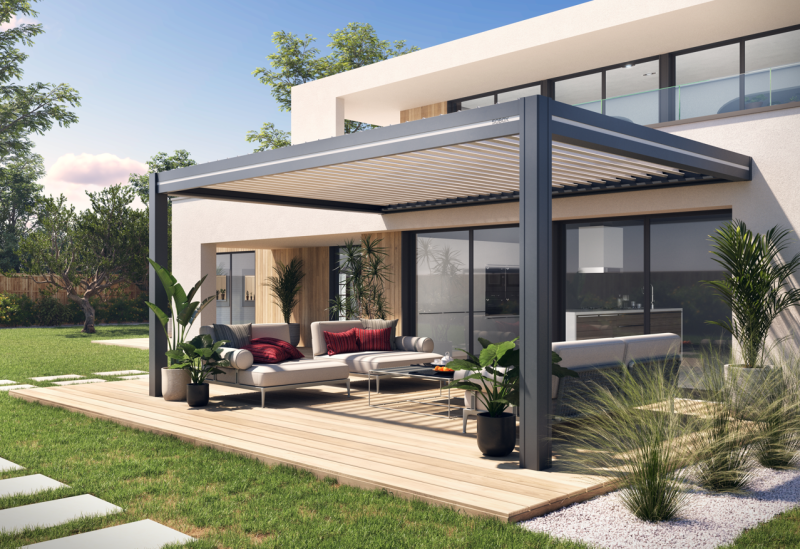 Pergola bioclimatique en aluminium sur mesure à Esch sur Alzette au Luxembourg