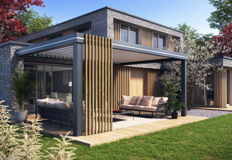 Pose de Pergola Bioclimatique alu sur mesure à Esch sur Alzette au Luxembourg