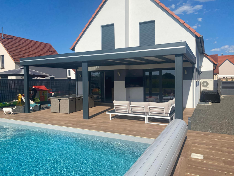 Installation pergola évolutive en aluminium à Diekirch au Luxembourg